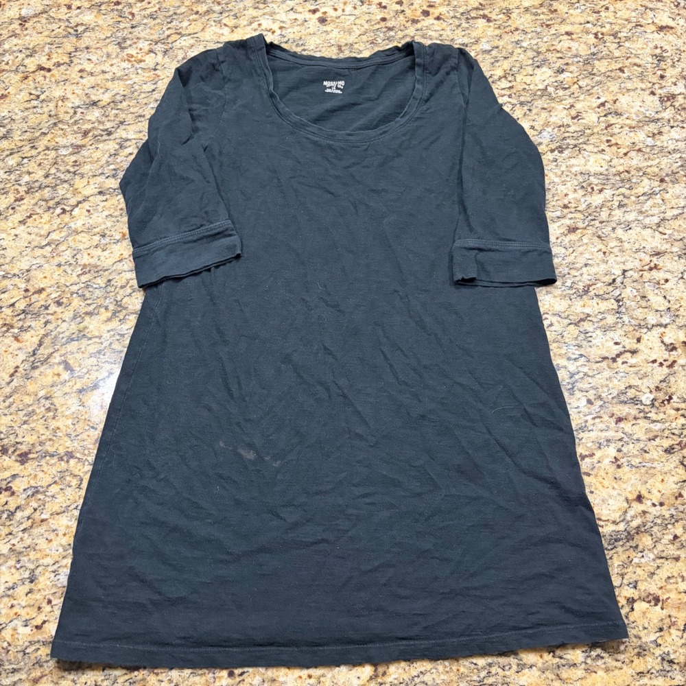 Mossimo Supply Co Womens Black 3/4 Sleeve Scoop Neck T-Shirt Mini Dress Large